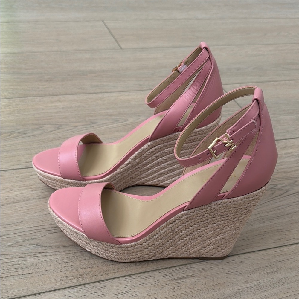 MICHAEL Michael Kors Pink Ankle-Strap Espadrille Wedge Sandals